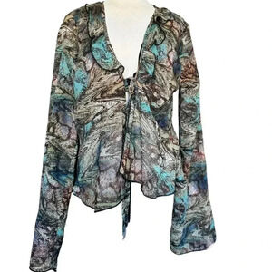 WILD FABLE brown and green retro Blouse size XXL🤎